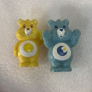 Care Bears Plastic Figure Figurine 2.5"‎ Used TCFC Blue Bedtime & Yellow Sushine